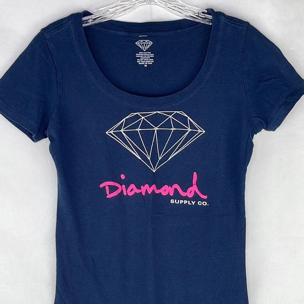 Diamond Supply Co. Navy & Neon Pink T-Shirt - Picture 2 of 4